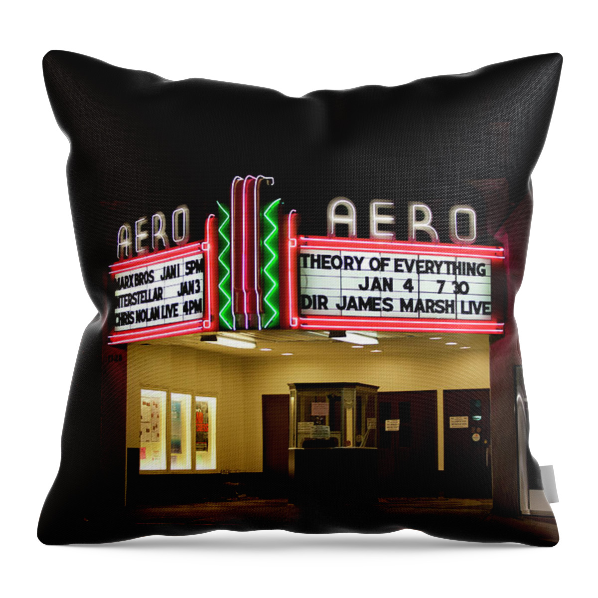 Theater Throw Pillow featuring the photograph The Aero Theater by Gene Parks