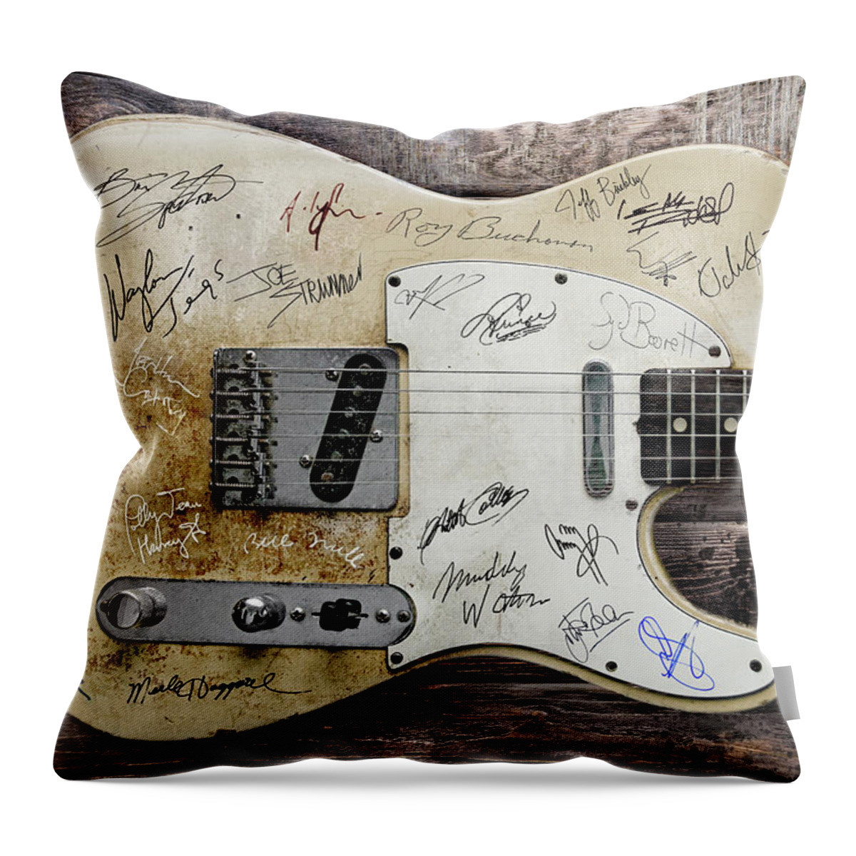 Guitar Throw Pillow featuring the digital art Telecaster Guitar Fantasy by Mal Bray