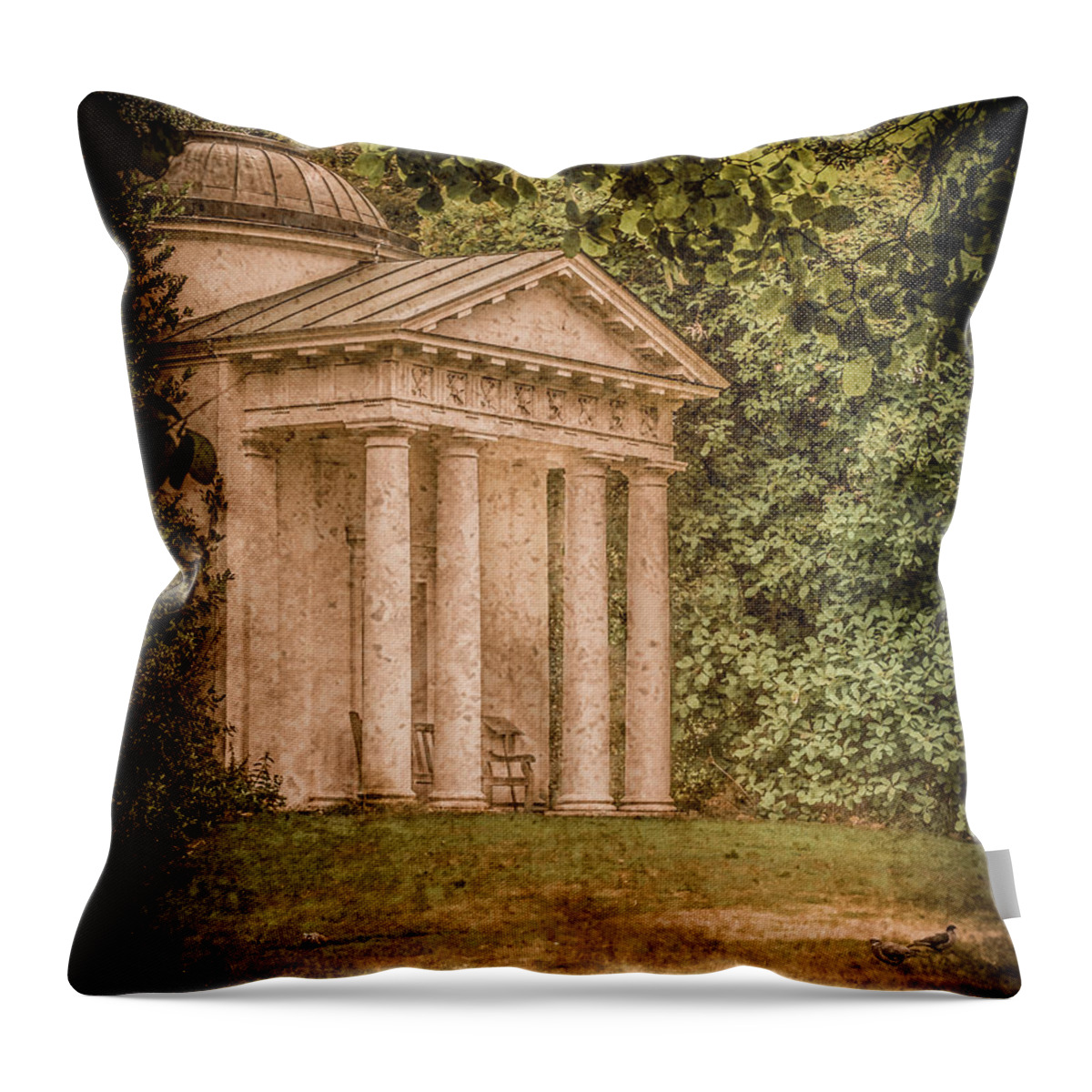 England Throw Pillow featuring the photograph Kew Gardens, England - Temple of Bellona by Mark Forte
