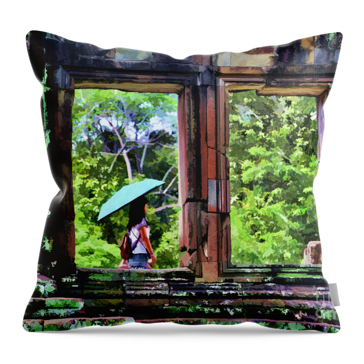 Angkor Wat Throw Pillow featuring the photograph Temples of Cambodia by Chuck Kuhn