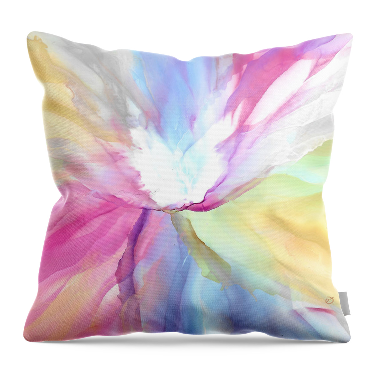Flower Throw Pillow featuring the painting Tender Bloom by Eli Tynan