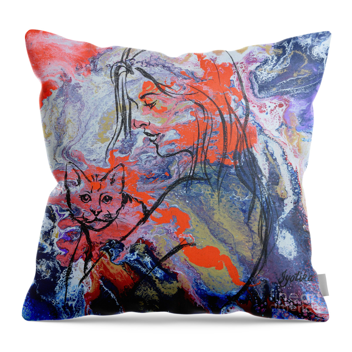  Throw Pillow featuring the painting Tender Love by Jyotika Shroff
