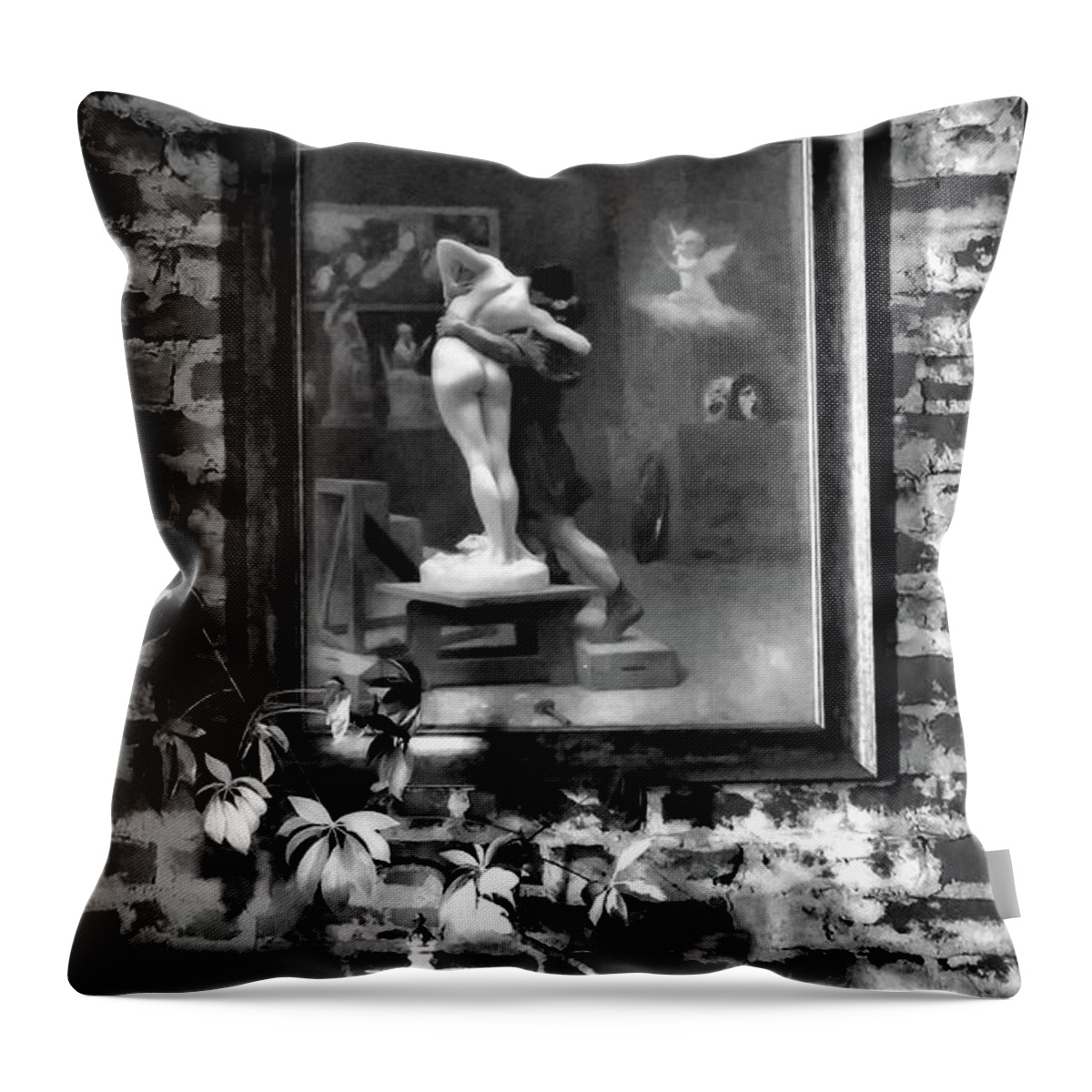 Newel Hunter Throw Pillow featuring the photograph Tender Moment BW by Newel Hunter