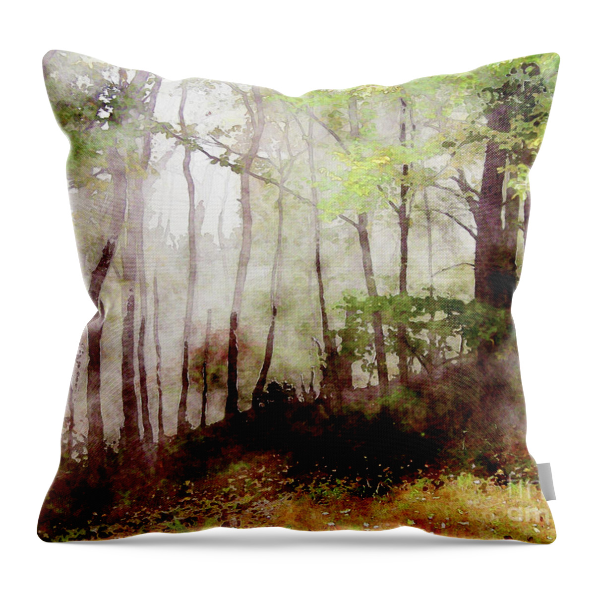 Tennessee Throw Pillow featuring the digital art Tennessee Forest Fog by Phil Perkins