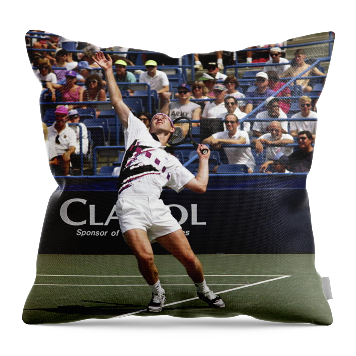 John Mcenroe Serving Throw Pillow featuring the photograph Tennis Serve by Sally Weigand
