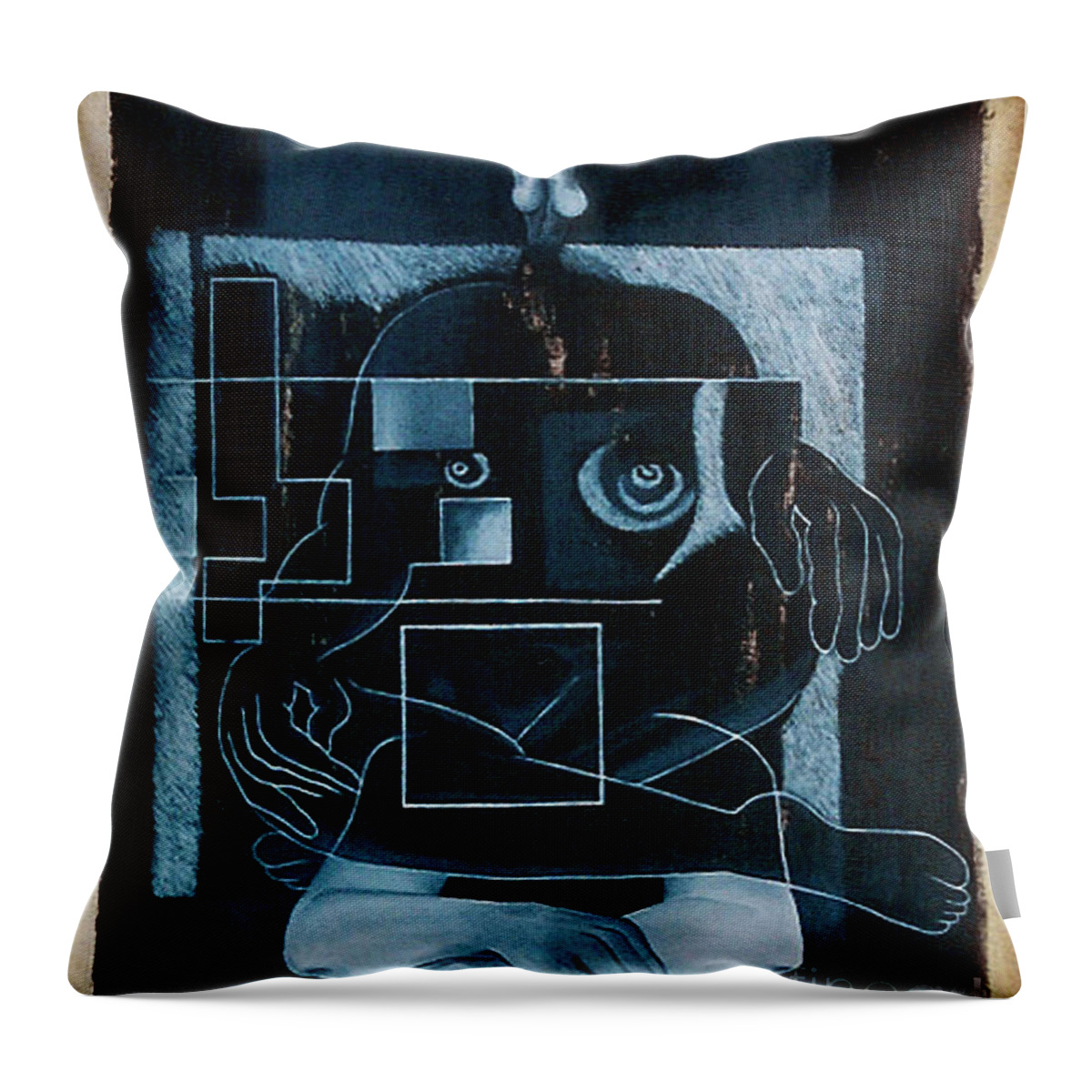 Surrealism Throw Pillow featuring the painting Tense Leisure by Fei A