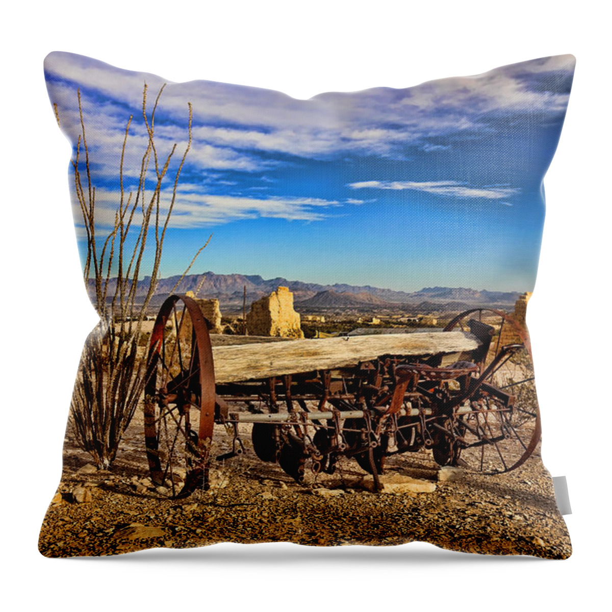 Terlingua Throw Pillow featuring the photograph Terlingua Ghost Town 2 by Judy Vincent