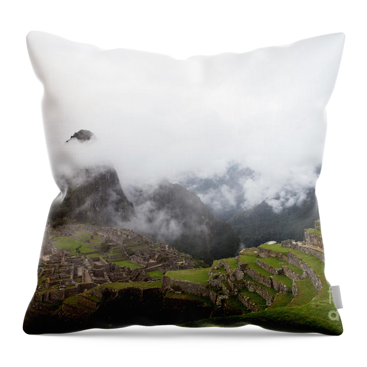 Machu Picchu Throw Pillow featuring the photograph Terraces and Ruins by Timothy Johnson