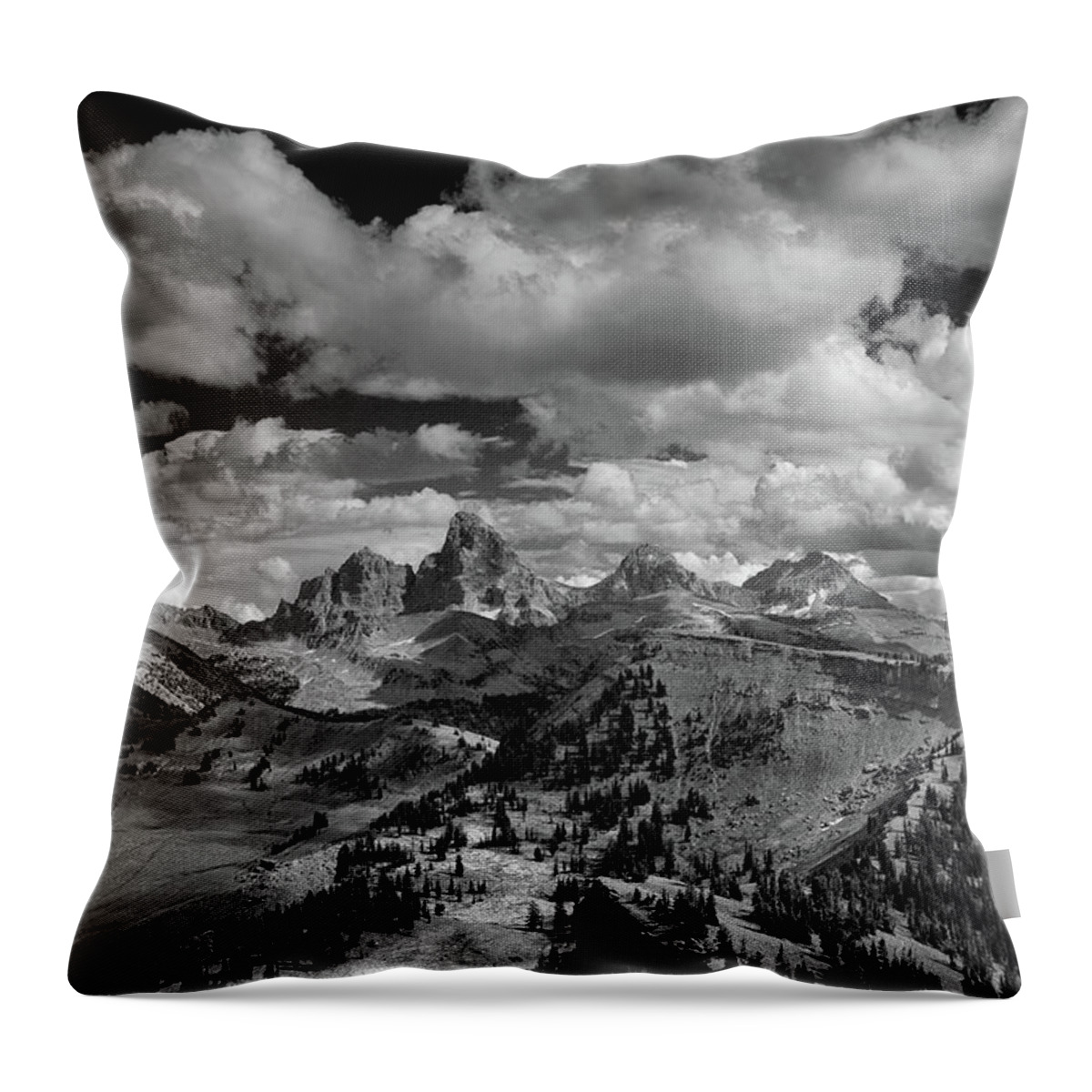 Tetons From The West Throw Pillow featuring the photograph Tetons from the West by Raymond Salani III