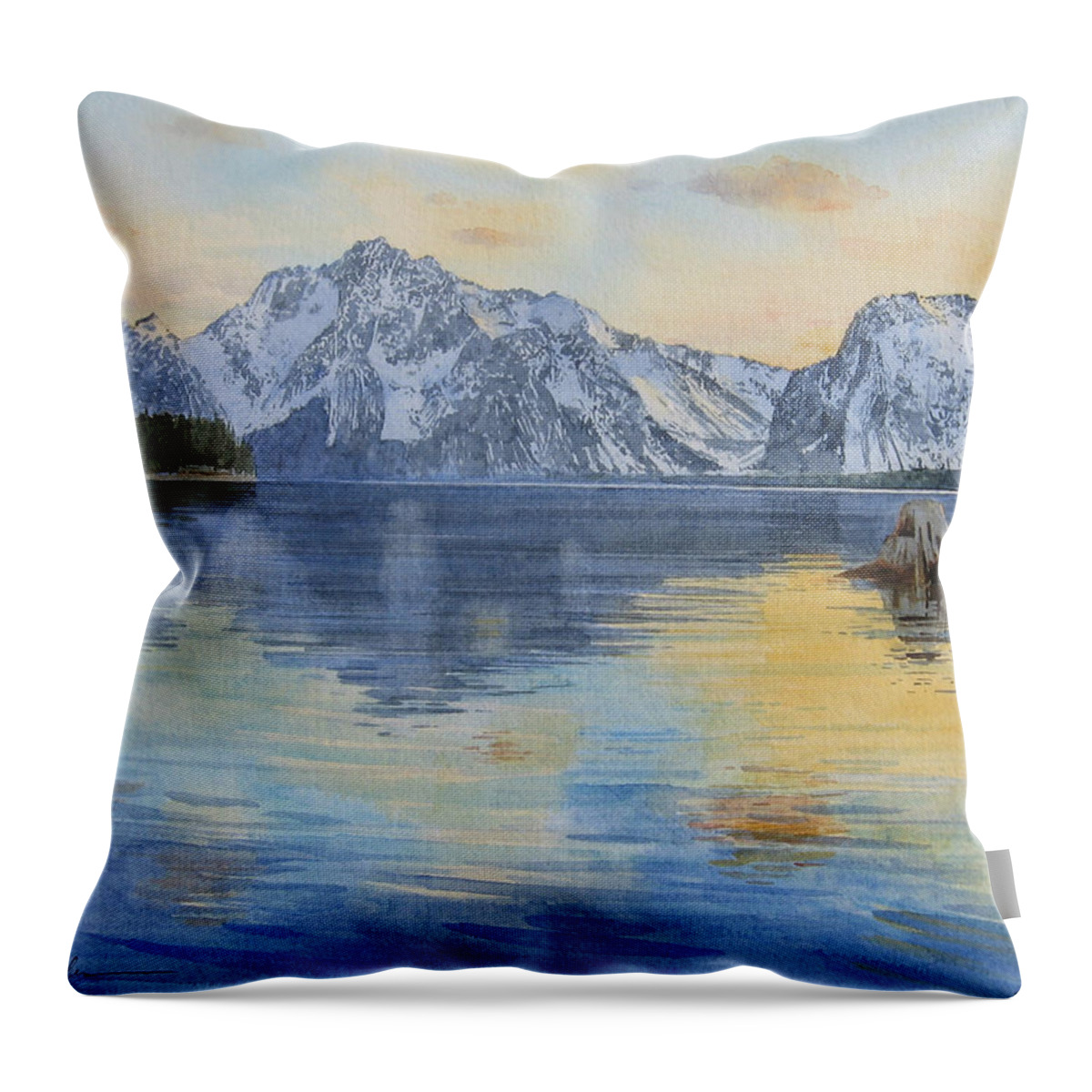 Tetons Throw Pillow featuring the painting Tetons by Tyler Ryder