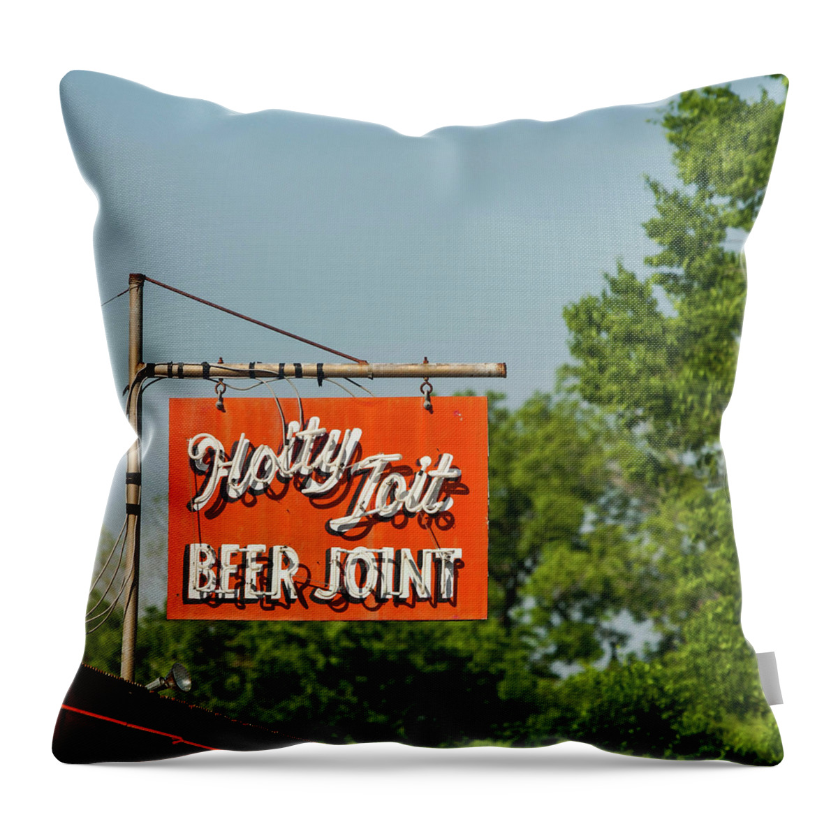 Beer Signs Throw Pillow featuring the photograph Texas Beer Joint by Art Block Collections
