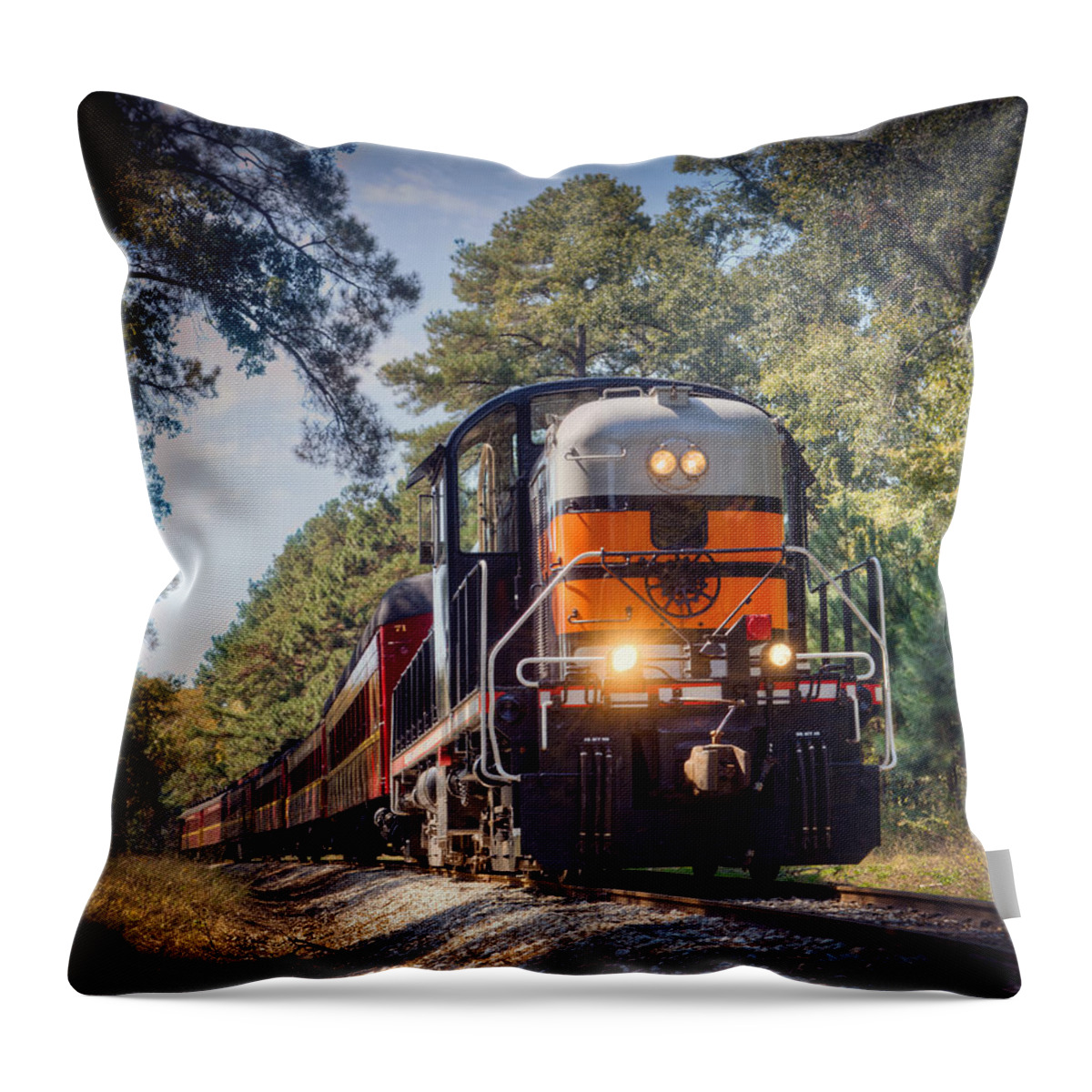 Texas Throw Pillow featuring the photograph Texas State Railroad by Ray Devlin