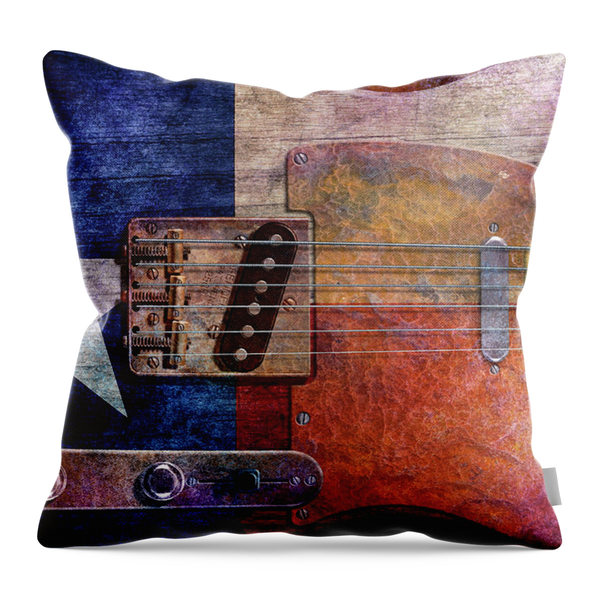Telecaster Throw Pillow featuring the digital art Texas Tele Two by WB Johnston