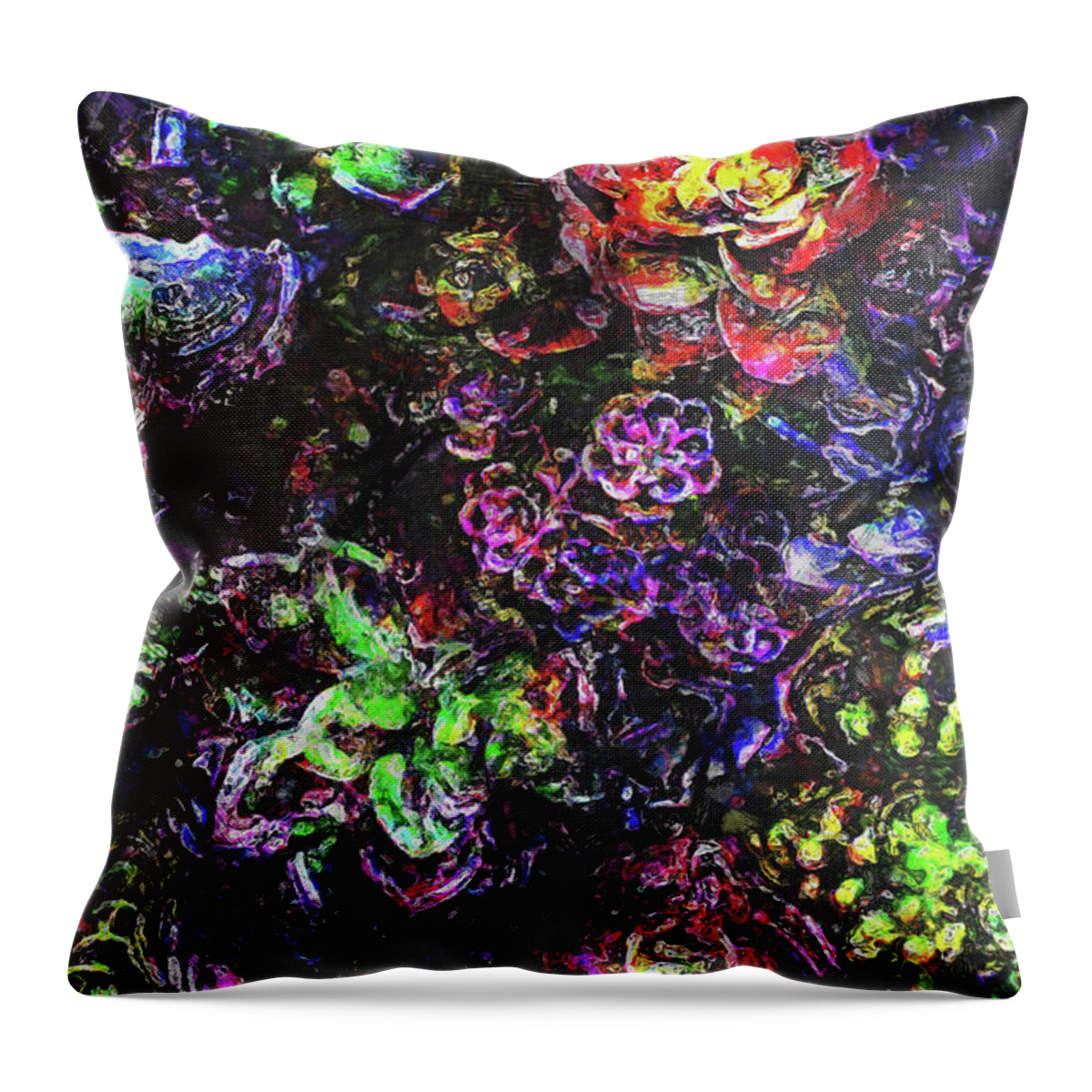 Garden Throw Pillow featuring the digital art Textural Garden Plants by Phil Perkins