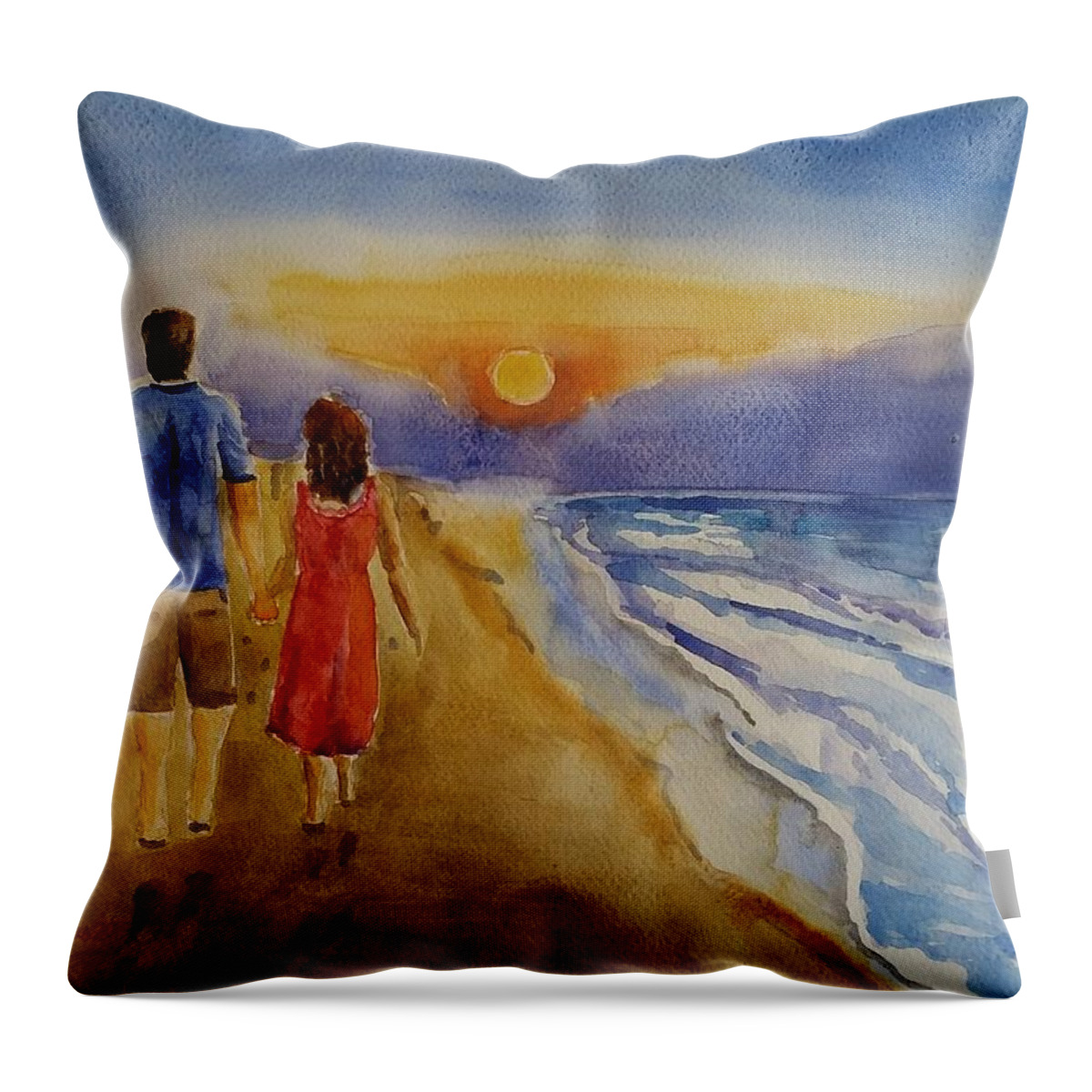 Walking Together Throw Pillow featuring the painting Thank you love by Geeta Yerra