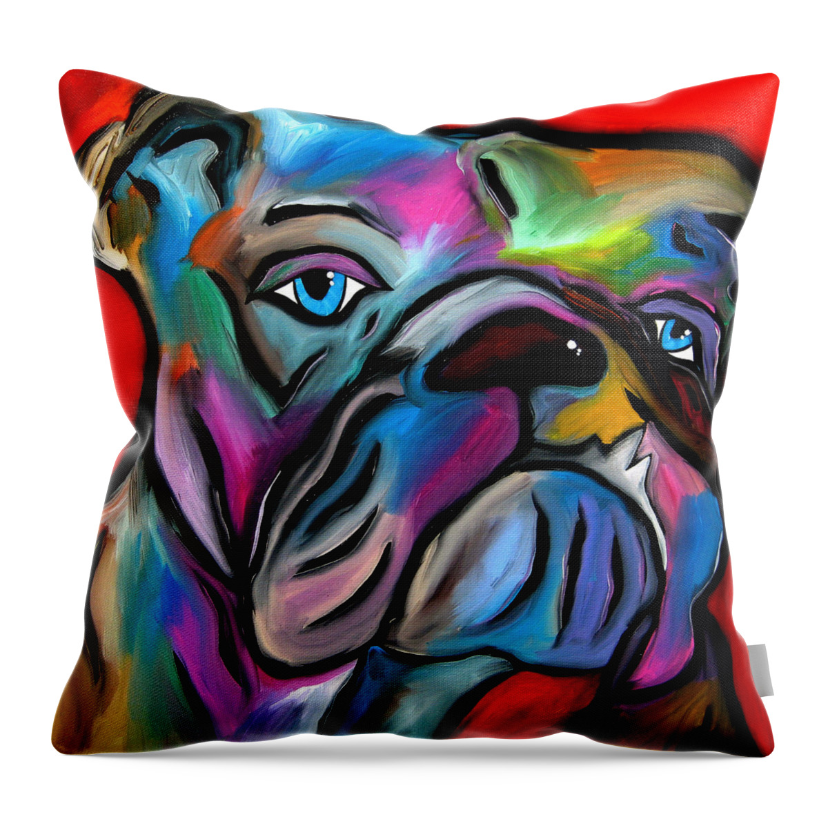 Pop Art Throw Pillow featuring the painting That's Bull - Abstract Dog Pop Art by Fidostudio by Tom Fedro