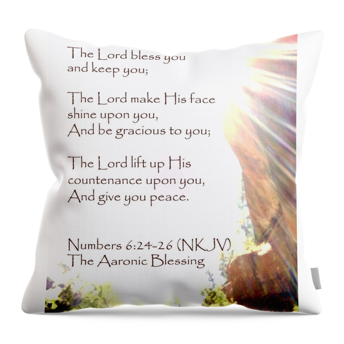 Zion Throw Pillow featuring the photograph The Aaronic Blessing and True Light Lower Emerald Pools Zion by Heather Kirk
