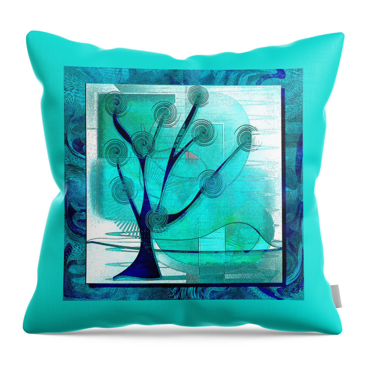 Tree Throw Pillow featuring the digital art The Abstract Tree by Iris Gelbart