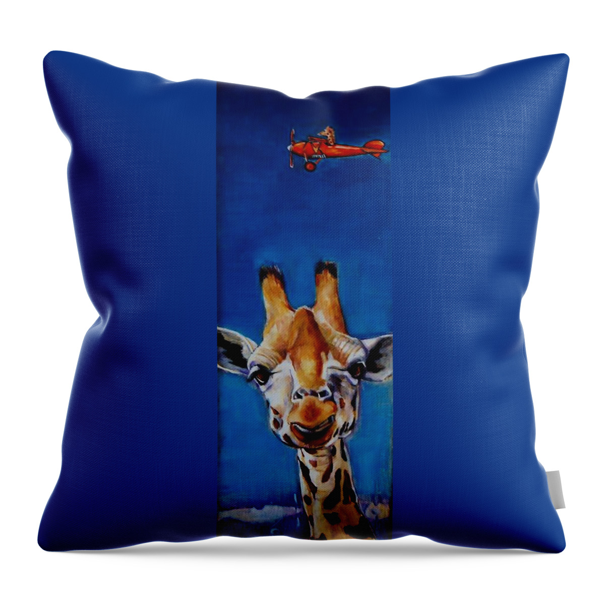 Giraffe Throw Pillow featuring the painting The Air Up There by Jean Cormier