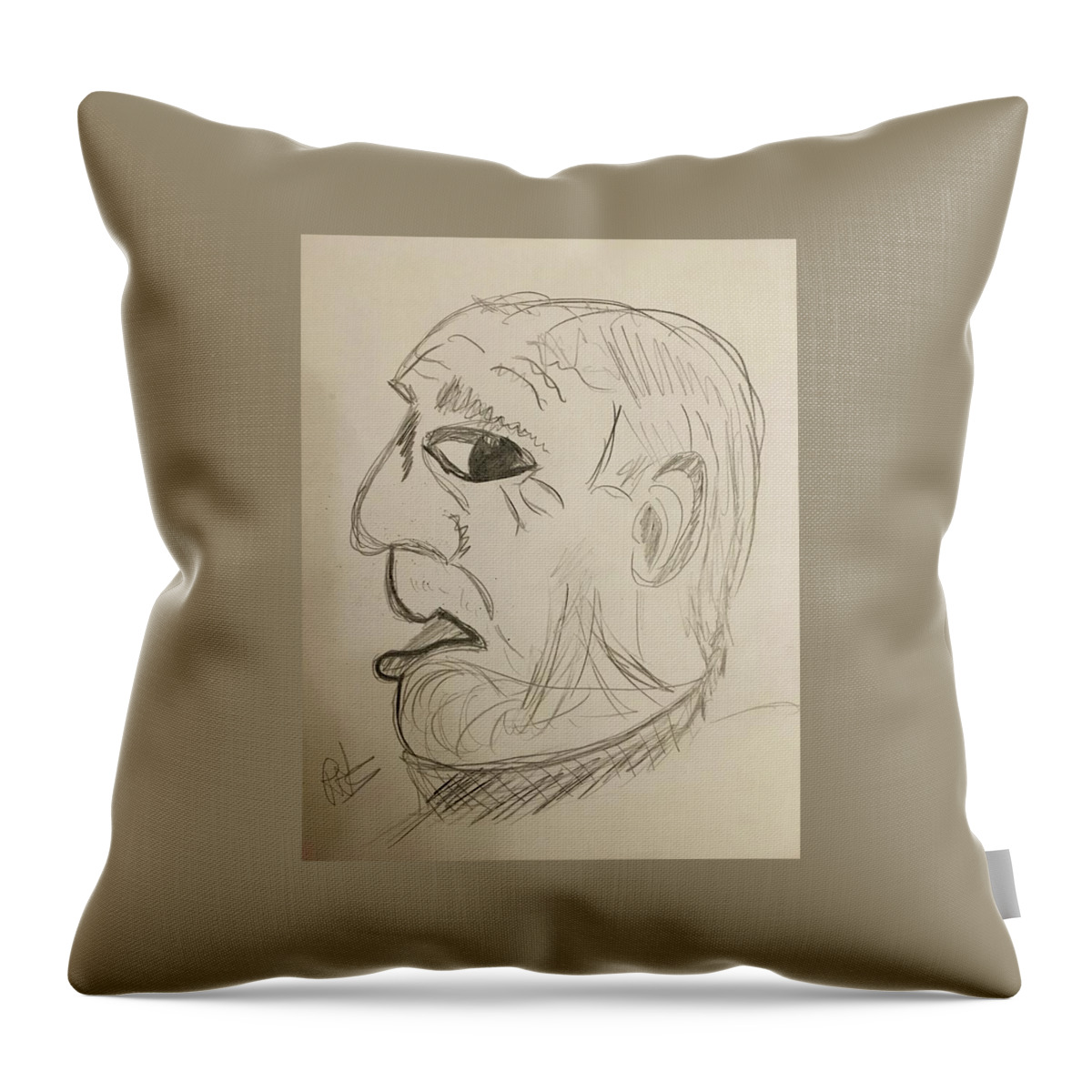Drawing Throw Pillow featuring the drawing The American by Roger Cummiskey