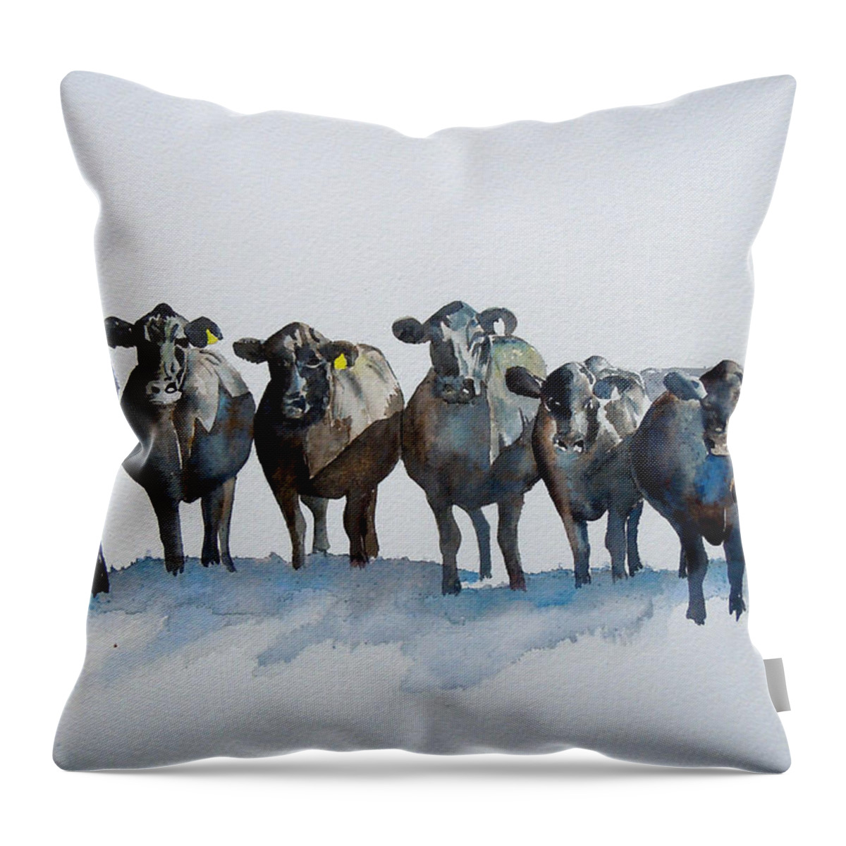 Sharon Mick Throw Pillow featuring the painting The Angus Eight by Sharon Mick