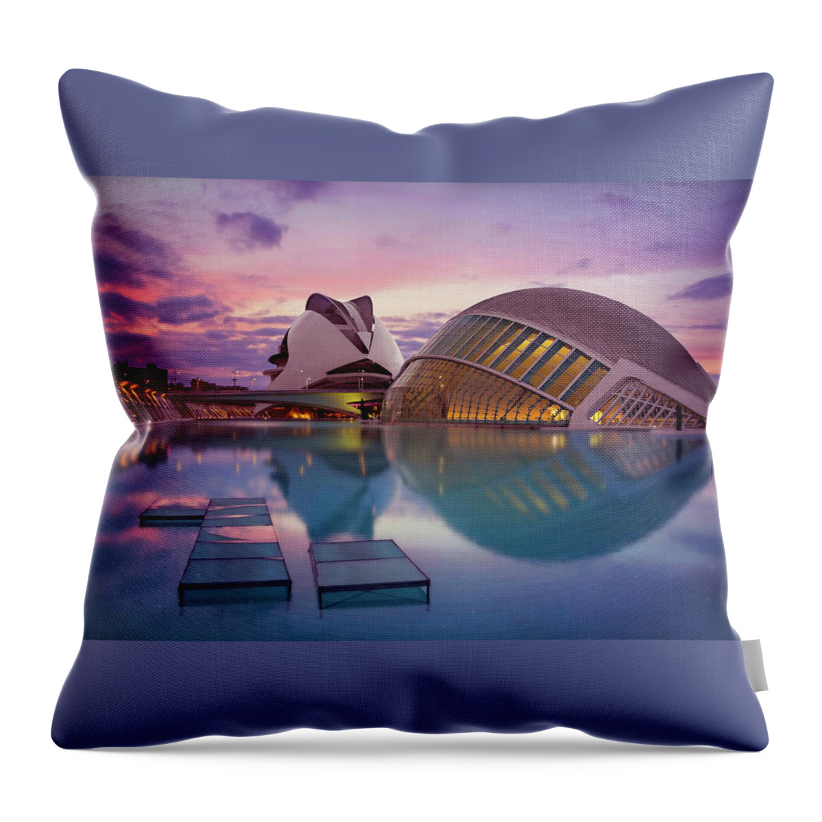 Valencia Throw Pillow featuring the photograph The Architecture of Modern Valencia Spain by Carol Japp