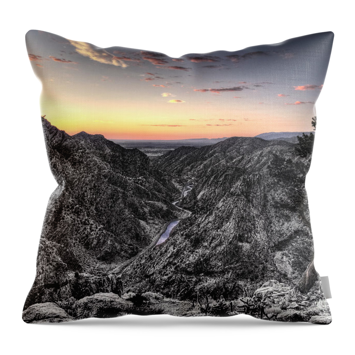 The Arkansas Through Royal Gorge Throw Pillow featuring the digital art The Arkansas Through Royal Gorge by William Fields