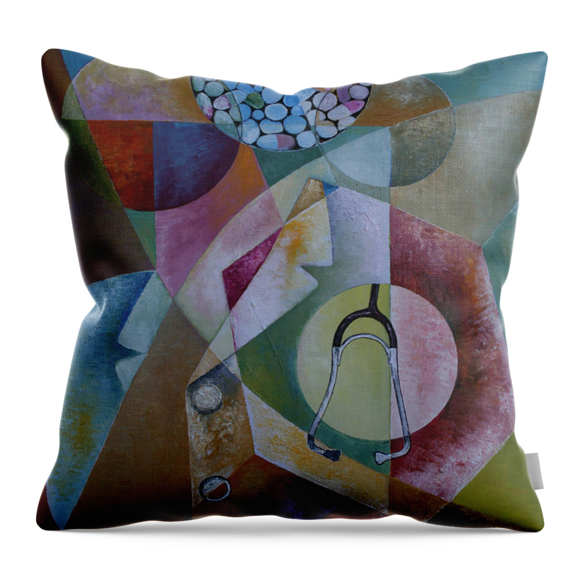The Art Of Pharmacotherapy Throw Pillow featuring the painting The Art of Pharmacotherapy by Obi-Tabot Tabe