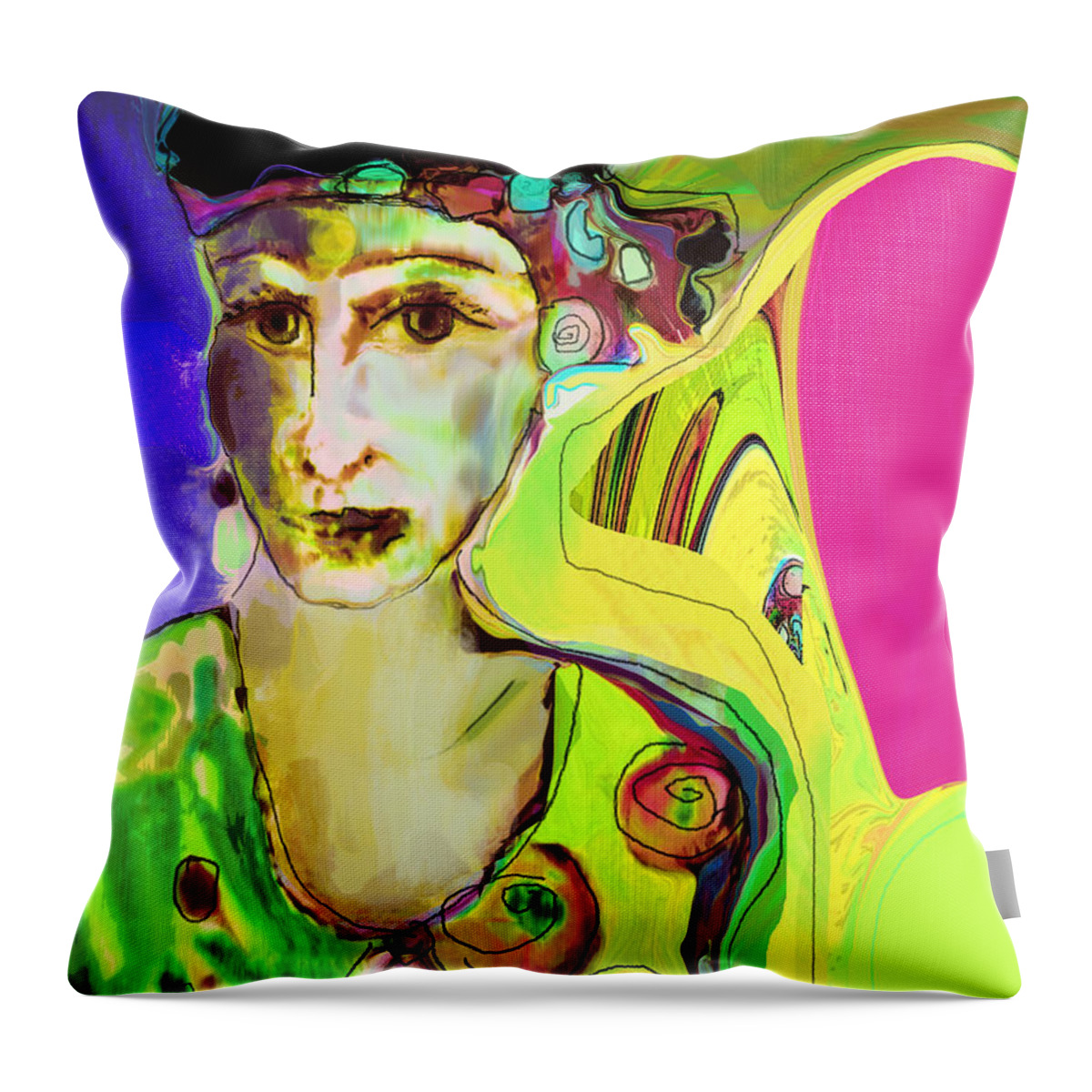 Portrait Throw Pillow featuring the mixed media The Artist in Fauve Working Artist by Zsanan Studio