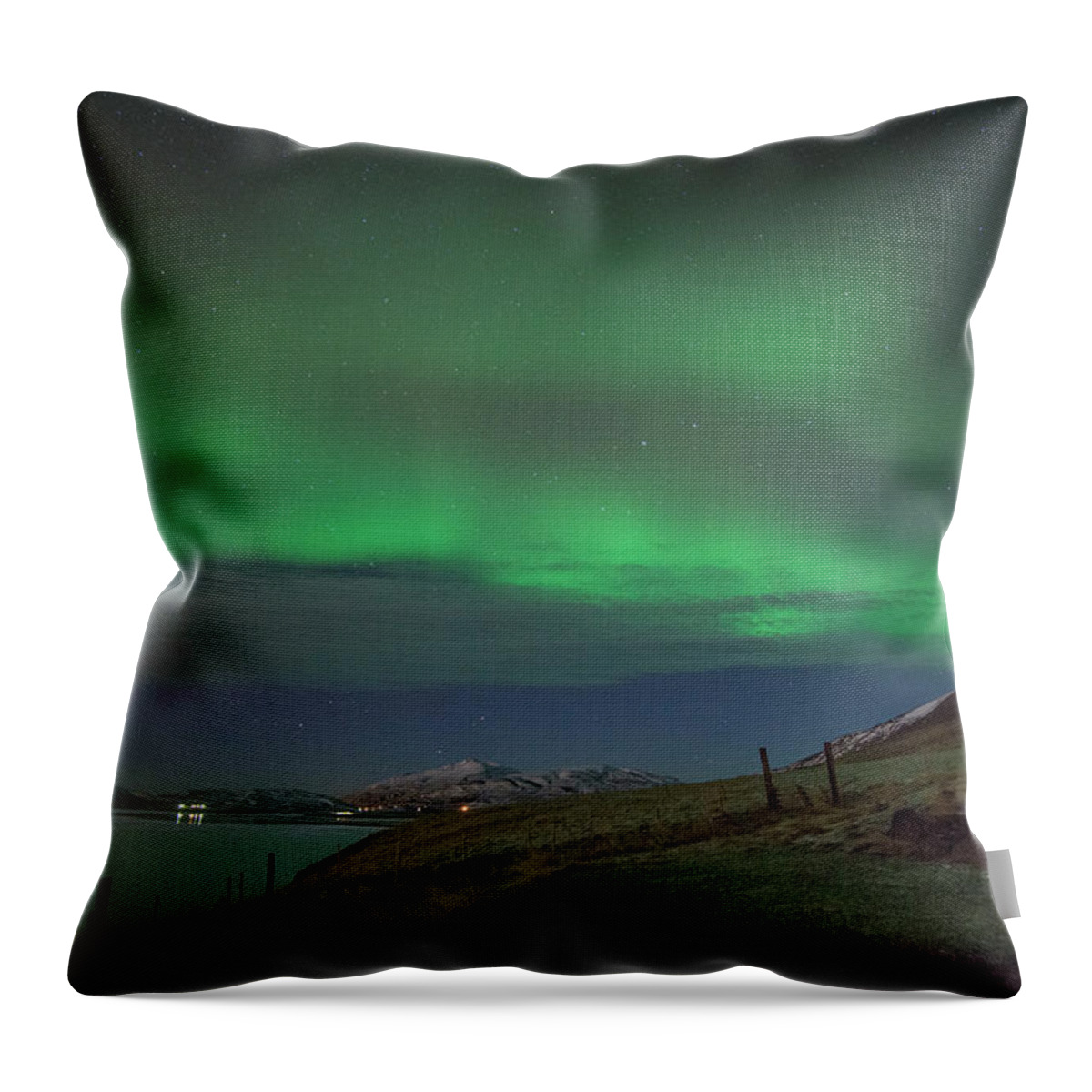 Space Throw Pillow featuring the photograph The Aurora Borealis Over Iceland by Matt Swinden