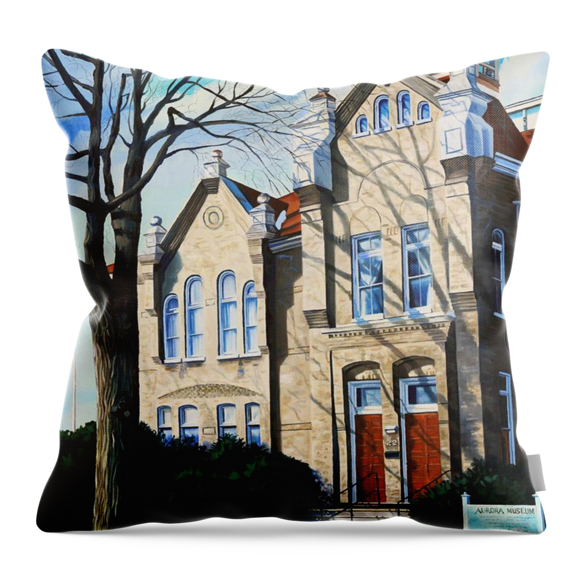 309 Throw Pillow featuring the painting The Aurora Museum by Phil Chadwick
