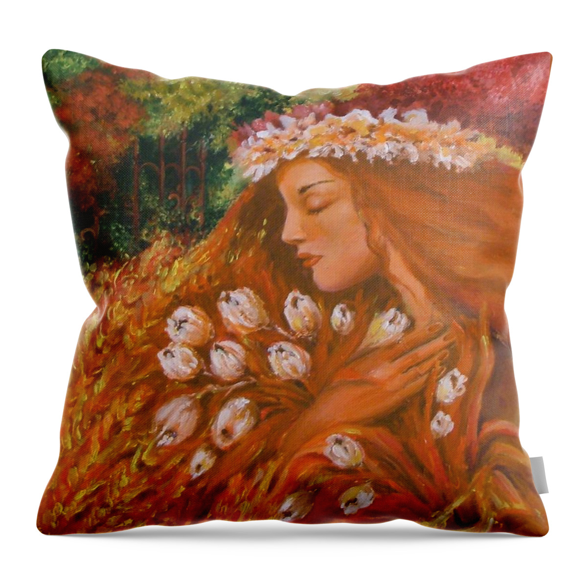 Acrylic Throw Pillow featuring the painting Autumn #2 by Rita Fetisov