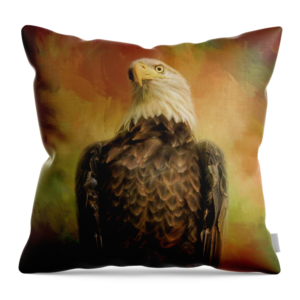 Jai Johnson Throw Pillow featuring the photograph The Bald Eagle In Autumn by Jai Johnson