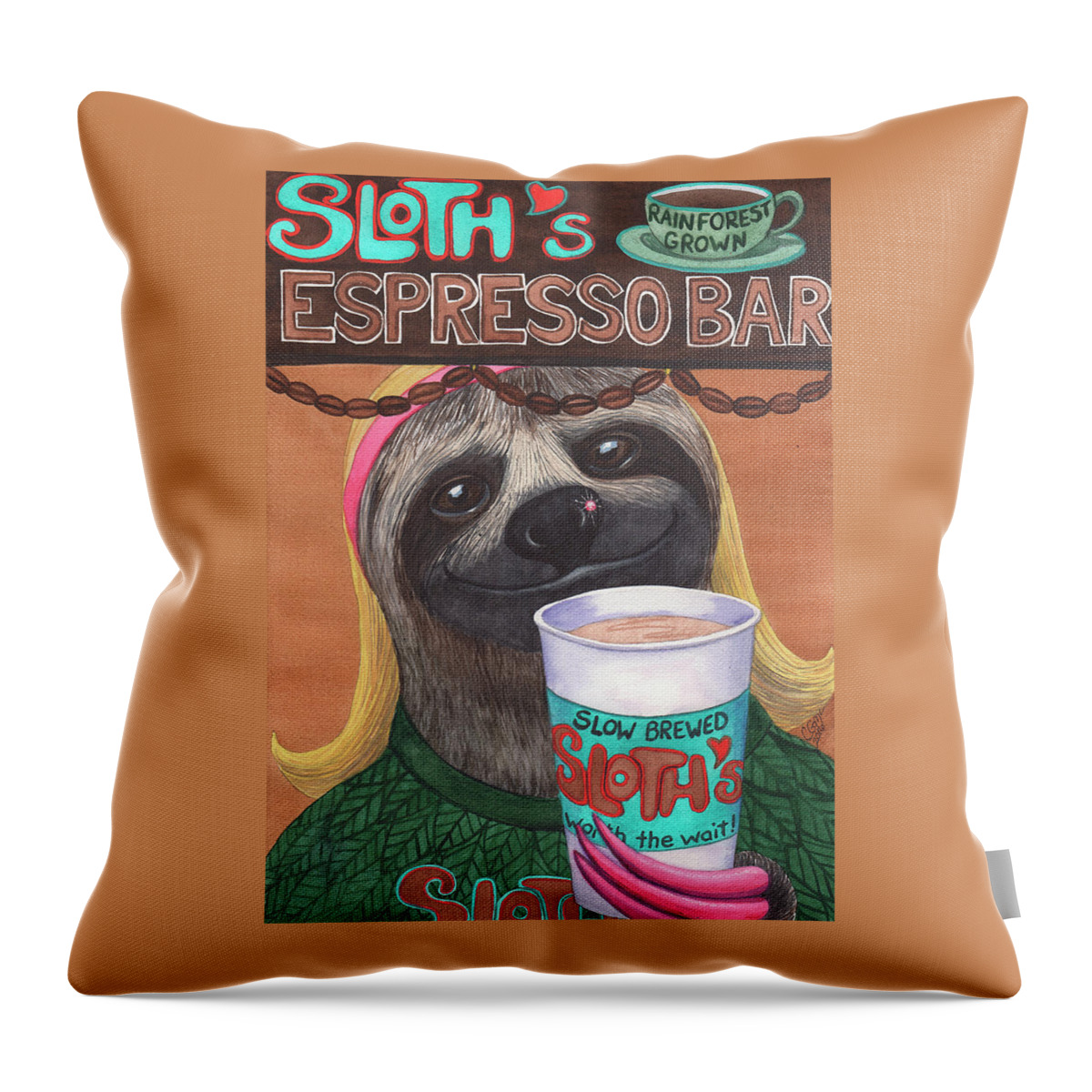 Coffee Throw Pillow featuring the painting The Barista by Catherine G McElroy