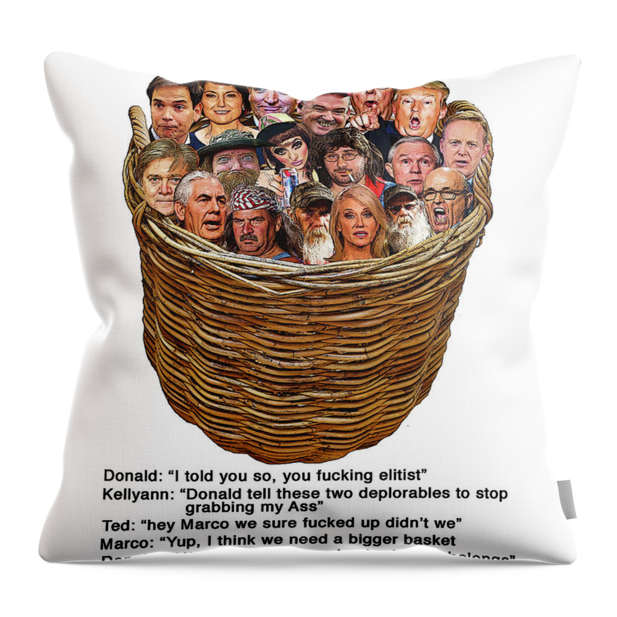 Donald Trump Throw Pillow featuring the digital art The Basket by Joe Palermo