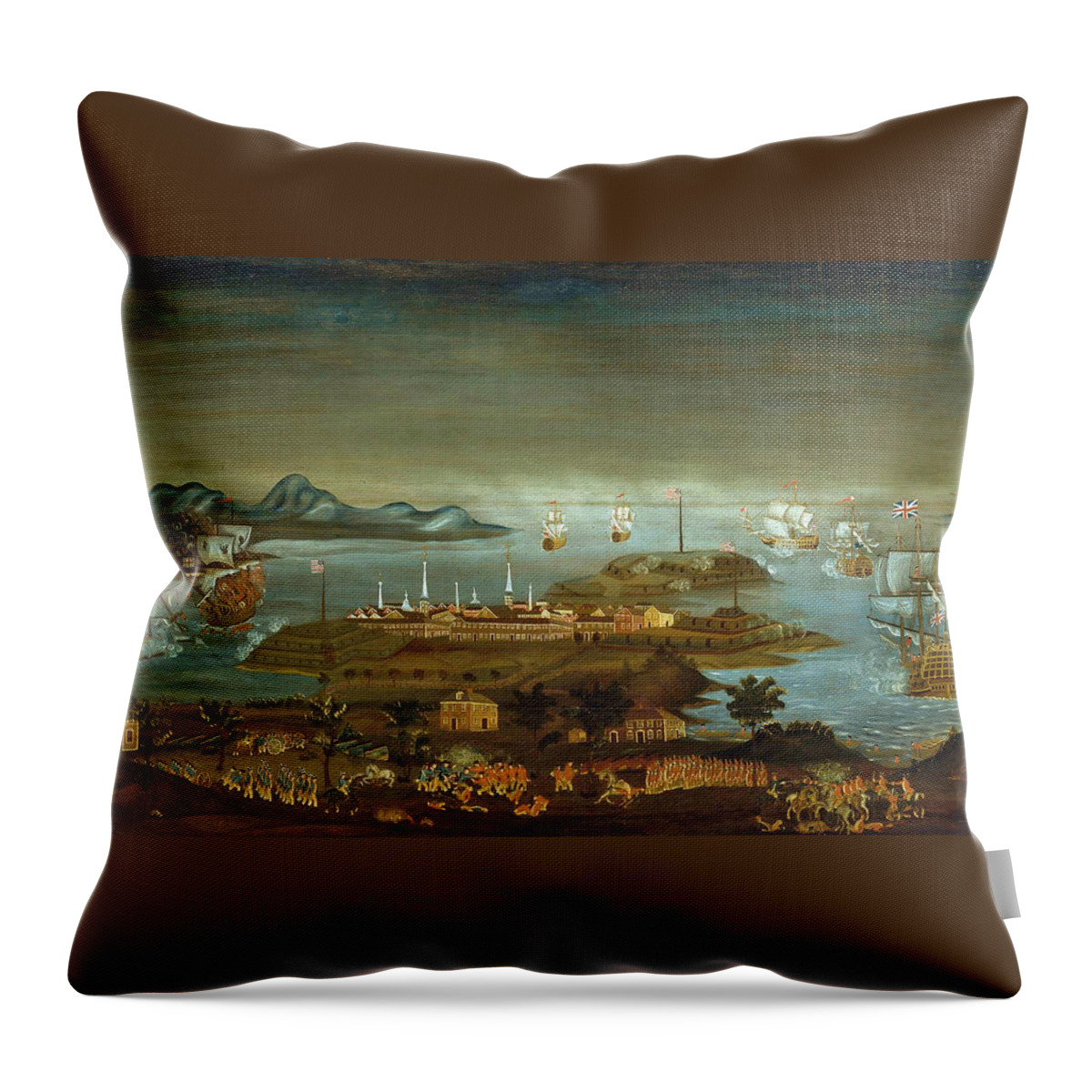Winthrop Chandler Throw Pillow featuring the painting The Battle of Bunker Hill by Winthrop Chandler