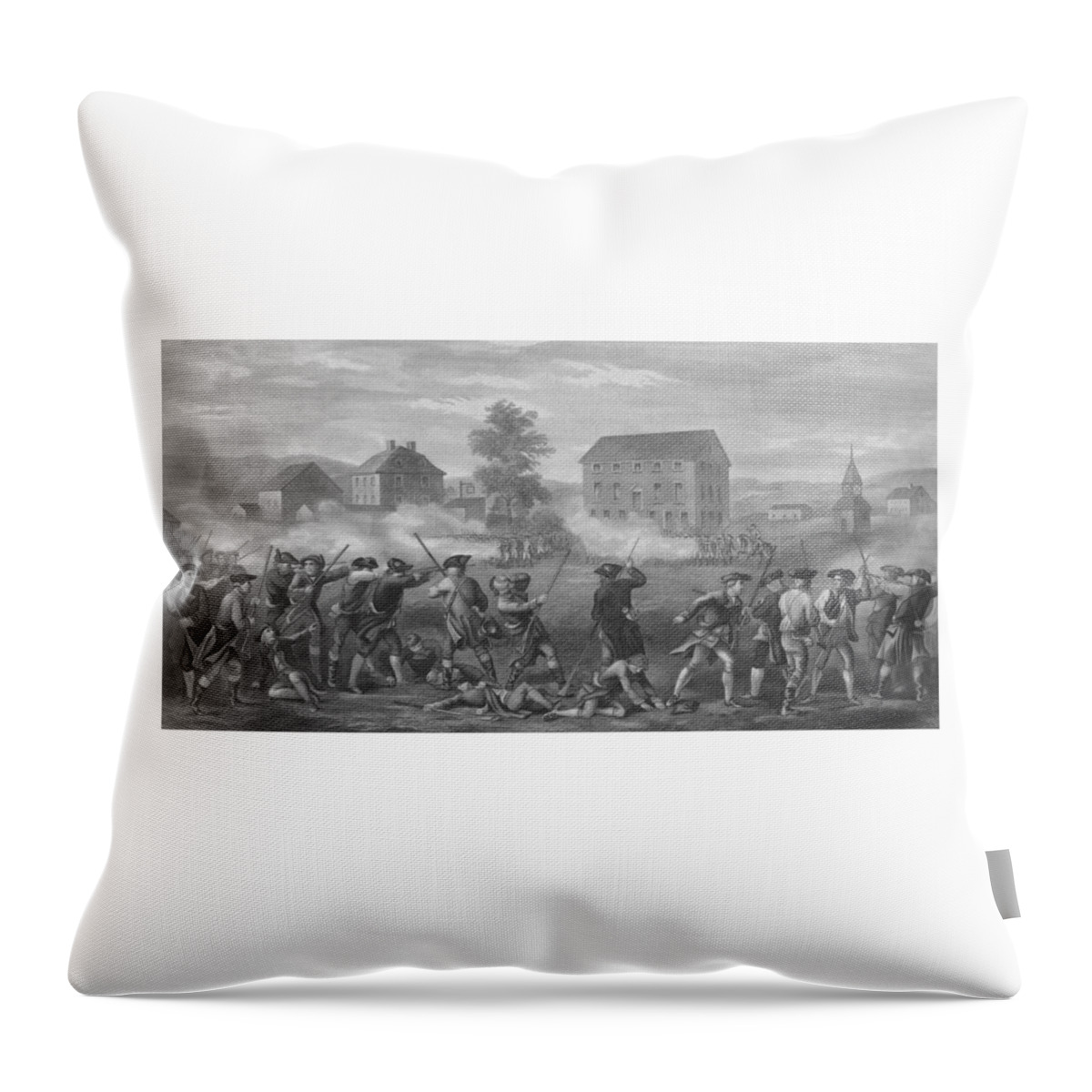 Minutemen Throw Pillow featuring the drawing The Battle of Lexington by War Is Hell Store