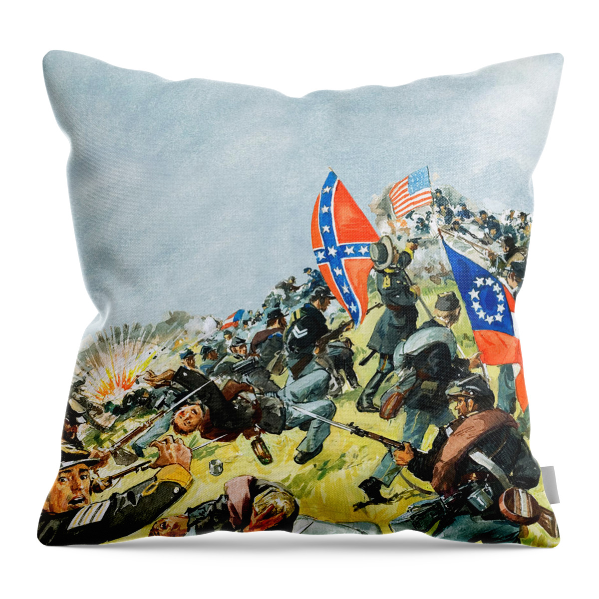 Gettysburg Throw Pillow featuring the painting The Battlefield at Gettysburg by Leo Davy