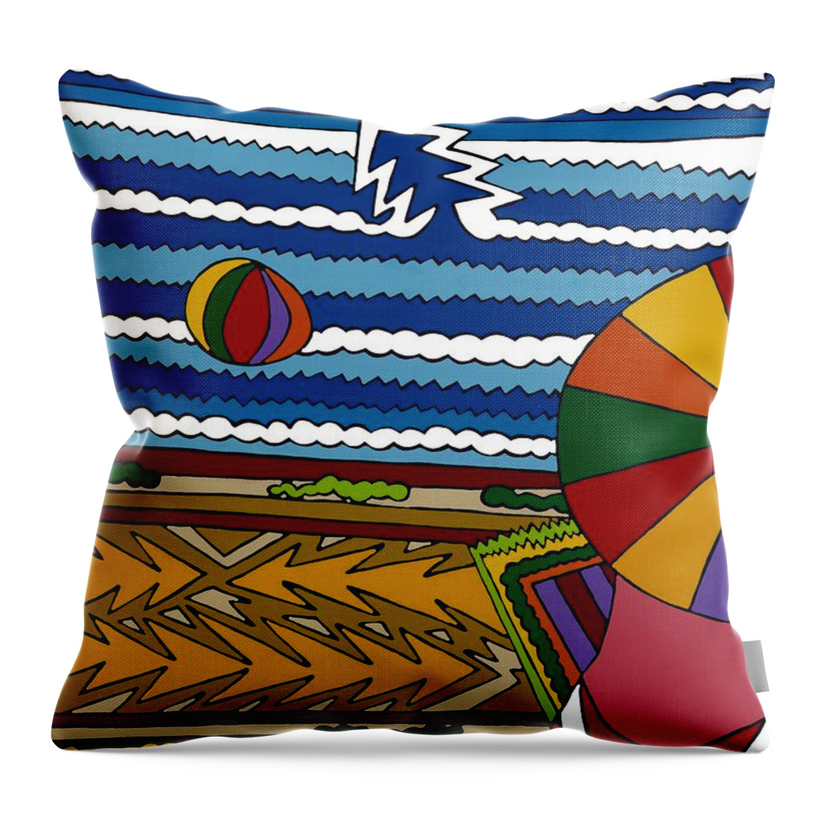Ocean Throw Pillow featuring the painting The Beach by Rojax Art