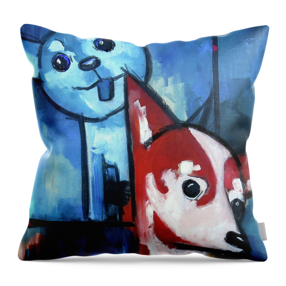 Dog Throw Pillow featuring the painting The Beans by Sean Parnell