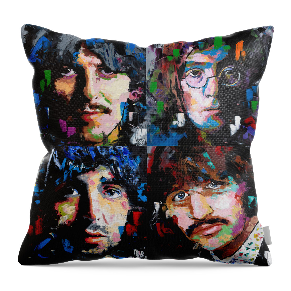 The Beatles Throw Pillow featuring the painting The Beatles by Richard Day