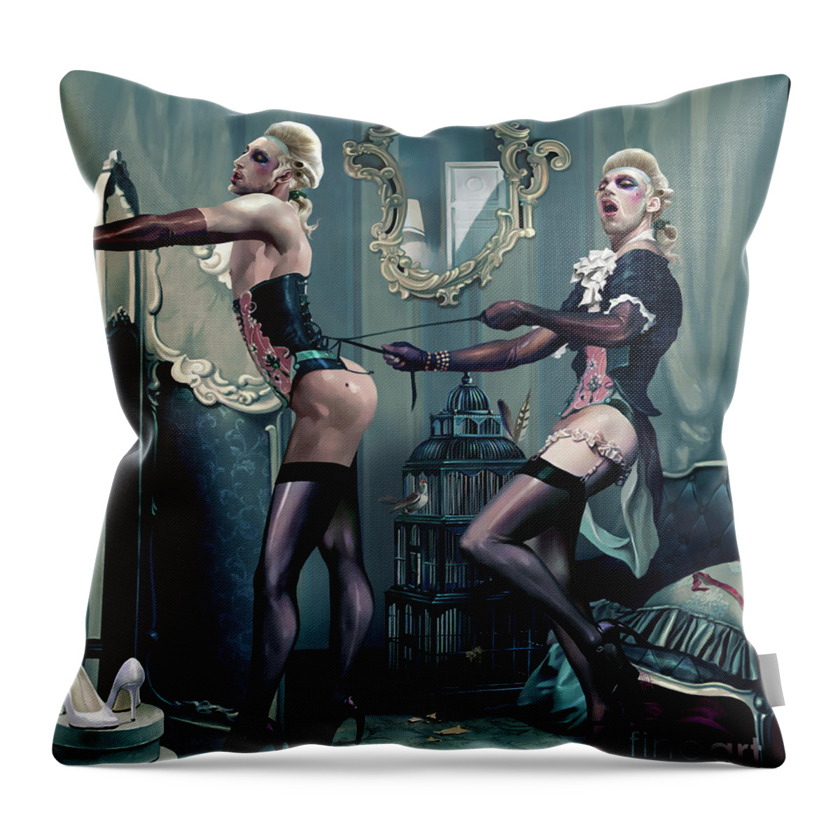 Boylesque Throw Pillow featuring the digital art The Beau Belle Brothers by Ali Franco