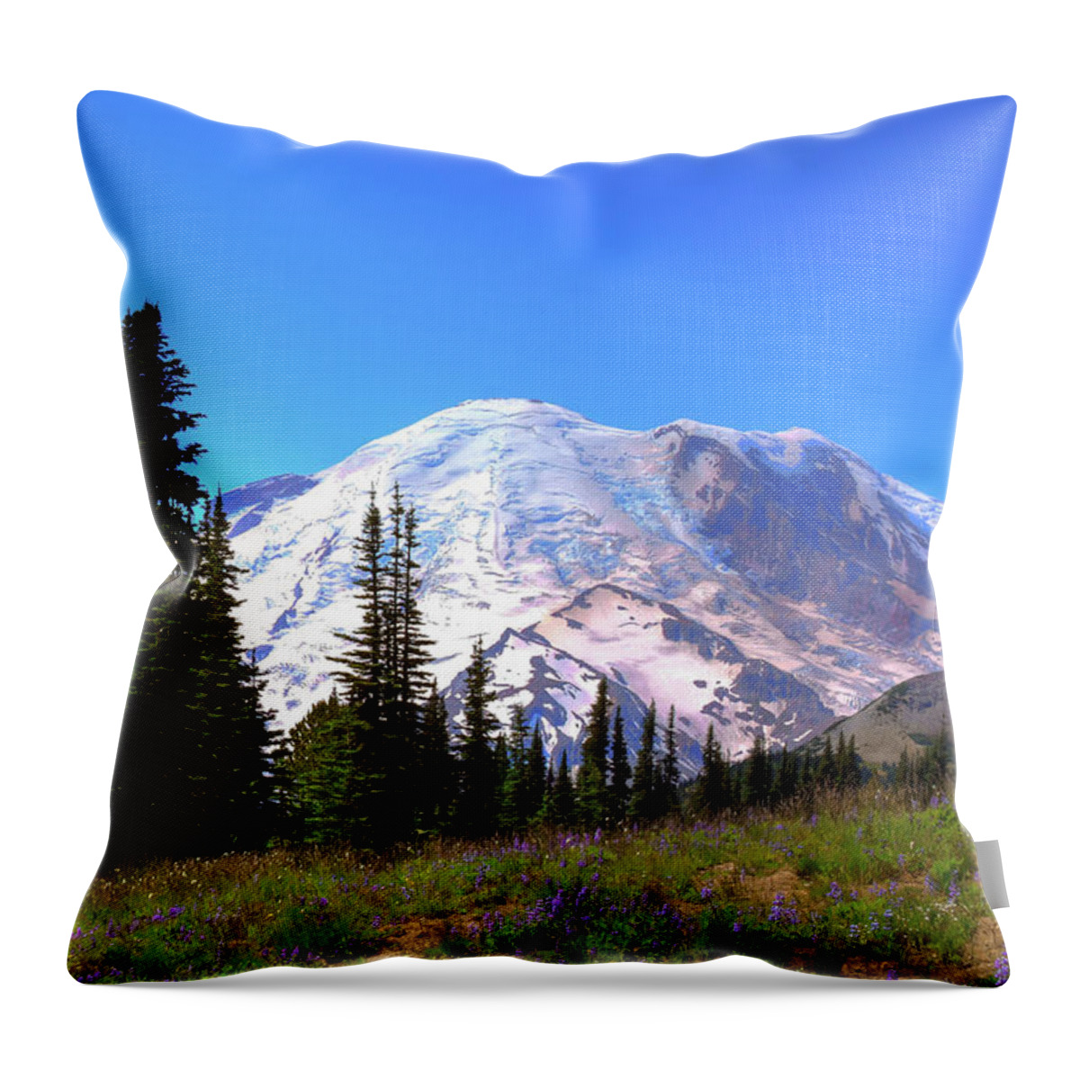 The Beautiful Mt Rainier Throw Pillow featuring the photograph The Beautiful Mt Rainier by David Patterson