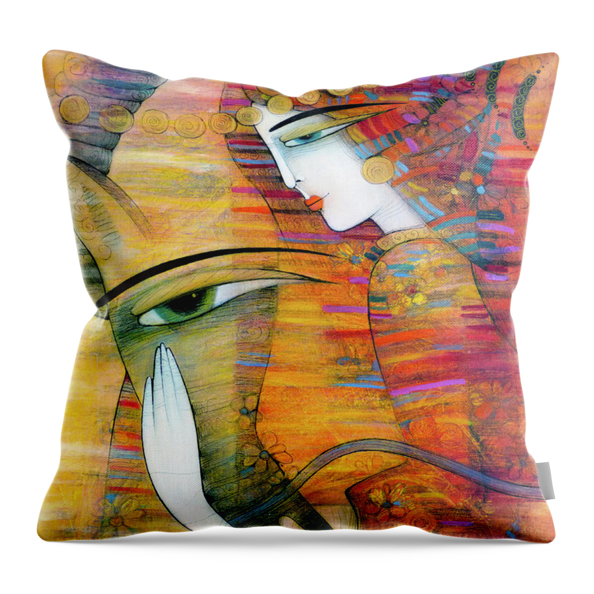 Albena Throw Pillow featuring the painting The Beauty And The Horse by Albena Vatcheva