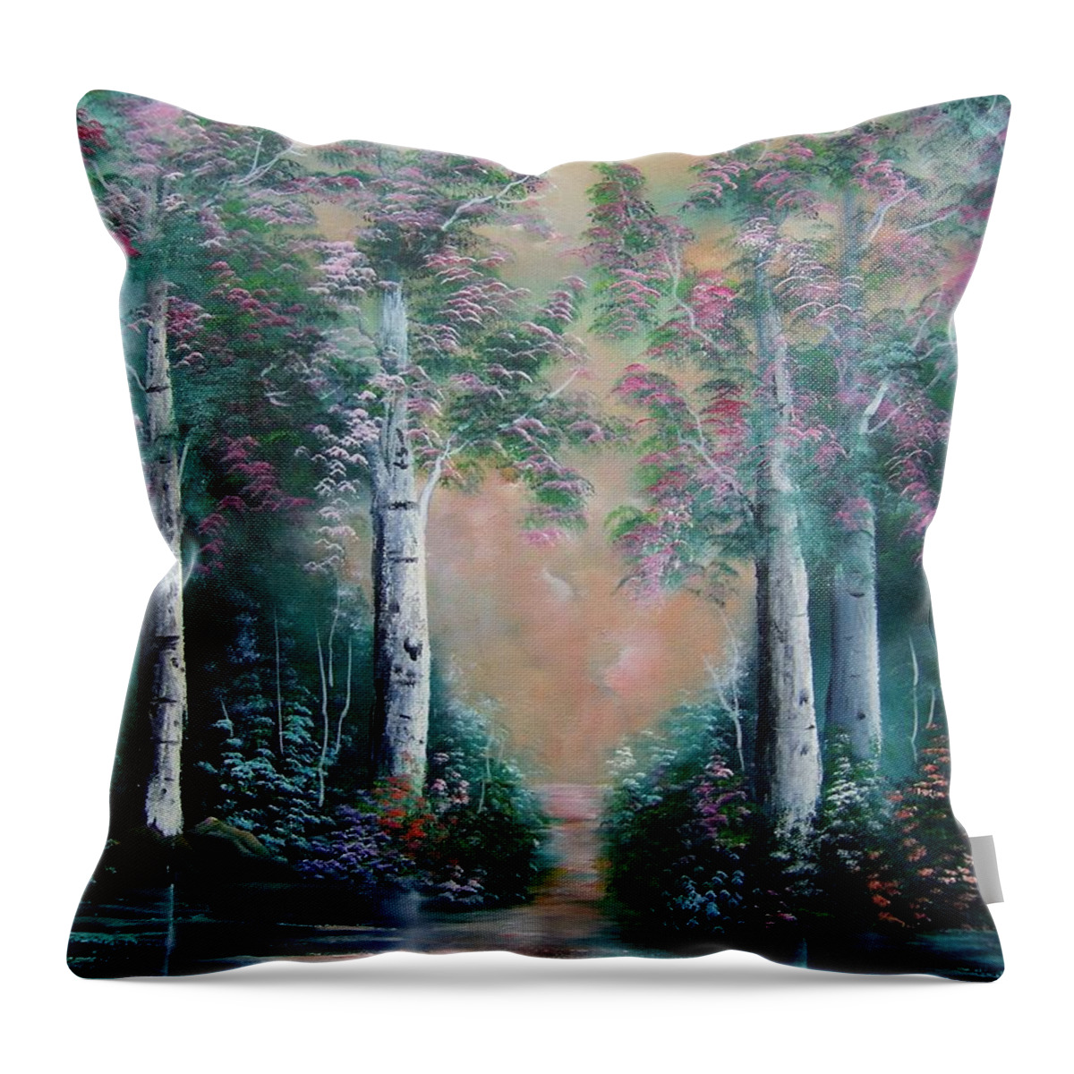 Landscape Throw Pillow featuring the painting The Beauty of Nature by Debra Campbell