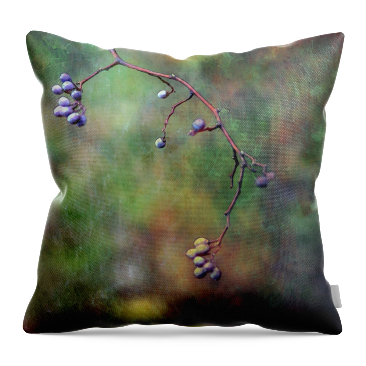 Autumn Berries Throw Pillow featuring the photograph The Berries Path 6574 LDP_2 by Steven Ward
