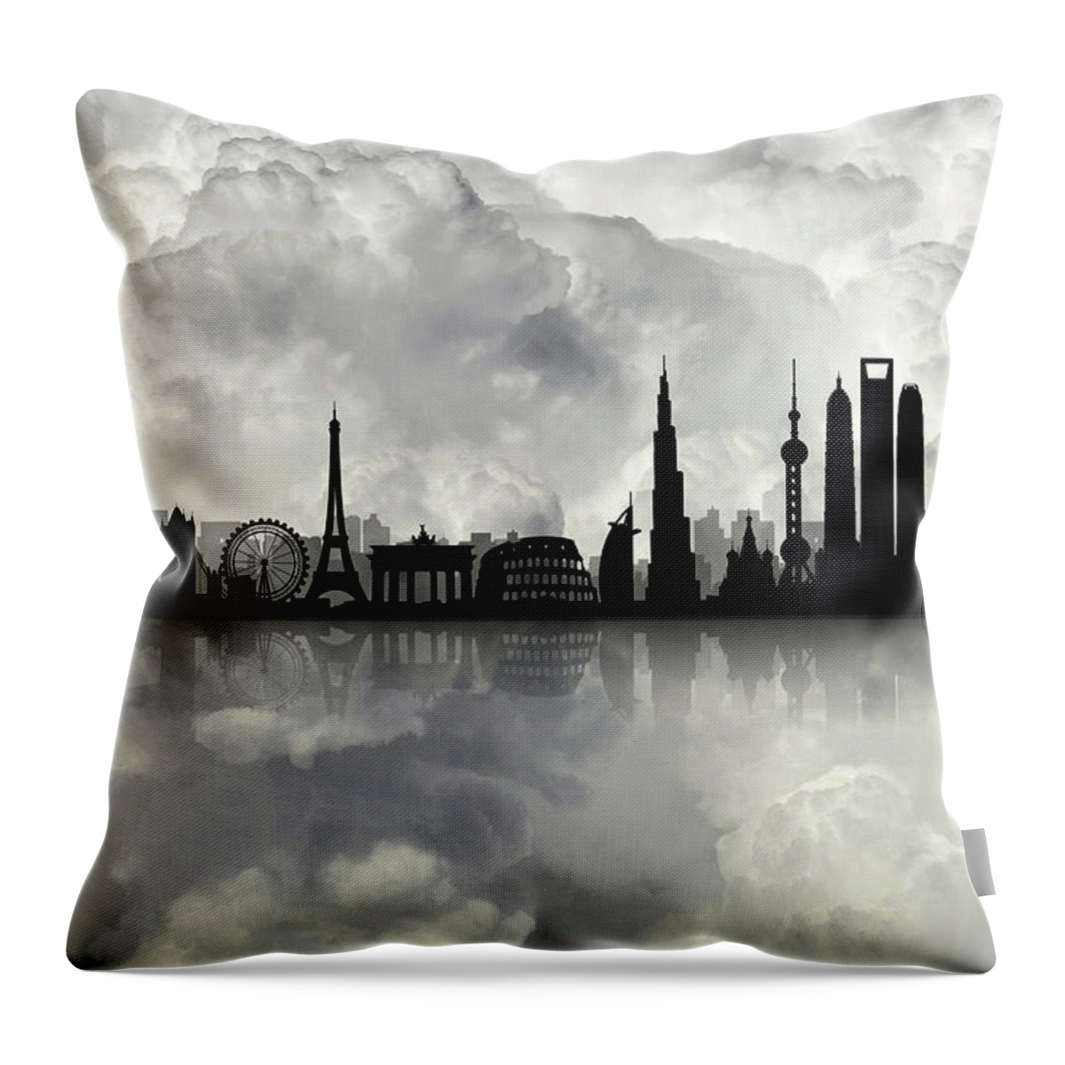 City Skyline Throw Pillow featuring the digital art The Best City skyline by Lilia S