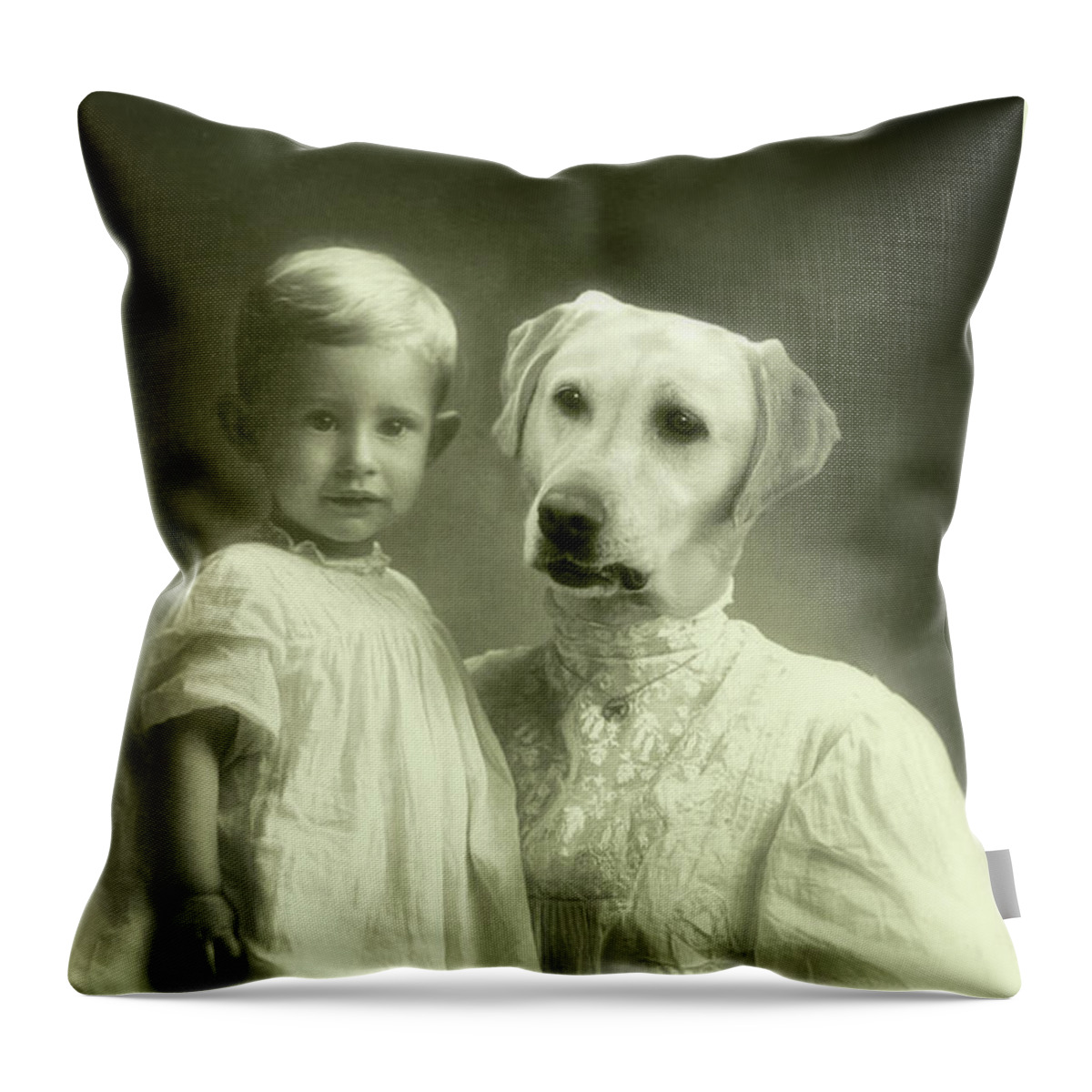 Dog Throw Pillow featuring the digital art The Best Nanny ever by Martine Roch