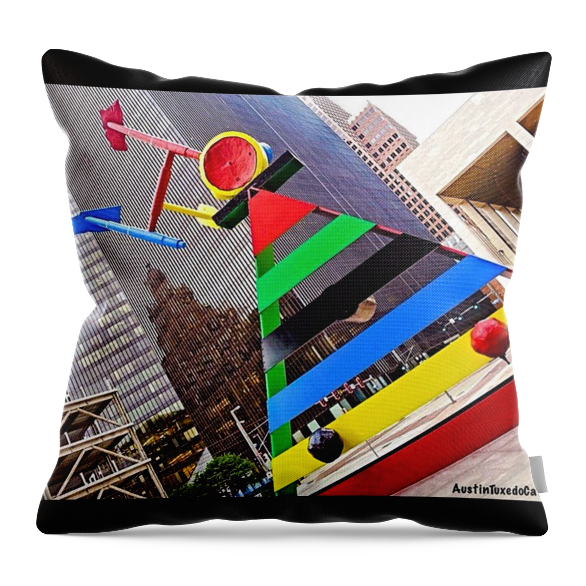 Houston Throw Pillow featuring the photograph The Best #sculpture In #houston. Have A by Austin Tuxedo Cat