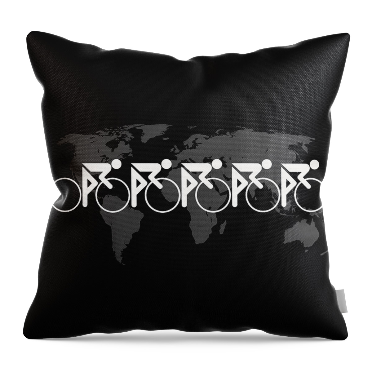 Action Throw Pillow featuring the photograph The Bicycle Race 3 White On Black by Brian Carson